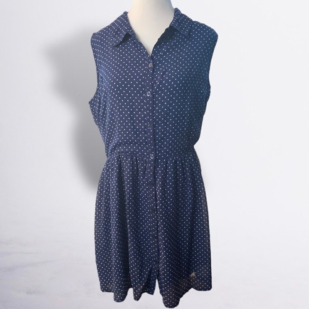 BLUE N WHITE POLKA DOT DRESS‎